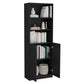 71" Black Five Tier Bookcase with Four Doors