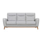 83" Gray Leather Sofa With Brown Legs