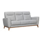 83" Gray Leather Sofa With Brown Legs