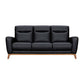 83" Black Leather Sofa With Brown Legs