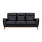 83" Black Leather Sofa With Brown Legs