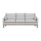 87" Gray Leather Sofa And Toss Pillows With Brown Legs