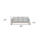 87" Gray Leather Sofa And Toss Pillows With Brown Legs