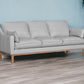 87" Gray Leather Sofa And Toss Pillows With Brown Legs