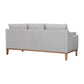 87" Gray Leather Sofa And Toss Pillows With Brown Legs