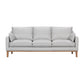 87" Gray Leather Sofa And Toss Pillows With Brown Legs