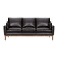 87" Dark Brown Leather Sofa And Toss Pillows With Brown Legs