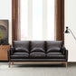 87" Dark Brown Leather Sofa And Toss Pillows With Brown Legs