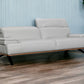 89" Gray Leather Sofa With Black Legs