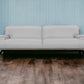 89" Gray Leather Sofa With Black Legs