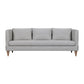 85" Gray Leather Sofa With Brown Legs