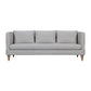 85" Gray Leather Sofa With Brown Legs