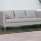 85" Gray Leather Sofa With Brown Legs