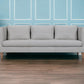 85" Gray Leather Sofa With Brown Legs