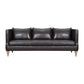 85" Dark Brown Leather Sofa With Brown Legs