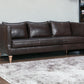 85" Dark Brown Leather Sofa With Brown Legs