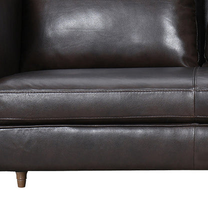 85" Dark Brown Leather Sofa With Brown Legs