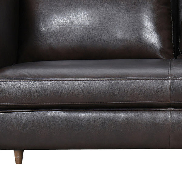 85 Dark Brown Leather Sofa With Brown Legs