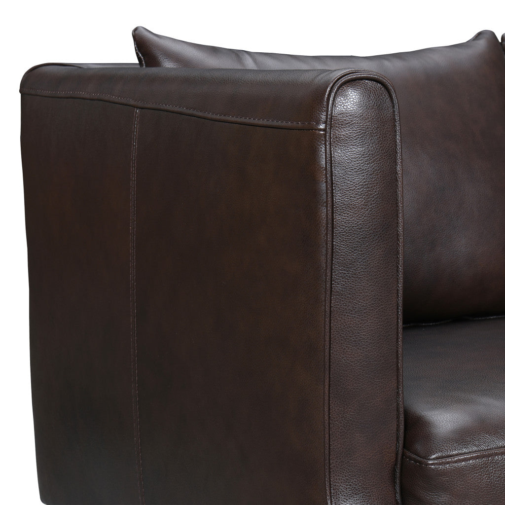 85" Dark Brown Leather Sofa With Brown Legs