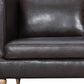 85" Dark Brown Leather Sofa With Brown Legs