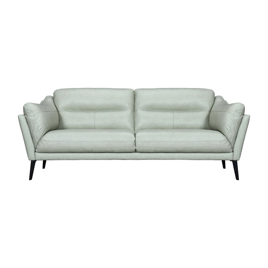 87" Mint Green Leather Sofa With Black Legs