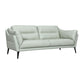 87" Mint Green Leather Sofa With Black Legs