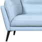 87" Sky Blue Leather Sofa With Black Legs