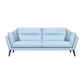 87" Sky Blue Leather Sofa With Black Legs