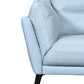 87" Sky Blue Leather Sofa With Black Legs