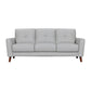 82" Light Slate Gray Leather Sofa With Brown Legs