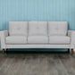 82" Light Slate Gray Leather Sofa With Brown Legs