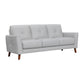 82" Light Slate Gray Leather Sofa With Brown Legs