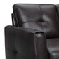 82" Black Leather Sofa With Brown Legs