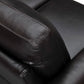 82" Black Leather Sofa With Brown Legs