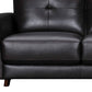 82" Black Leather Sofa With Brown Legs