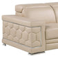 71" Beige And Silver Genuine Leather Love Seat