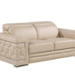 71" Beige And Silver Genuine Leather Love Seat