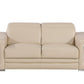 71" Beige And Silver Genuine Leather Love Seat