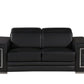 71" Black And Silver Genuine Leather Love Seat