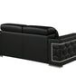 71" Black And Silver Genuine Leather Love Seat