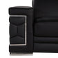 71" Black And Silver Genuine Leather Love Seat