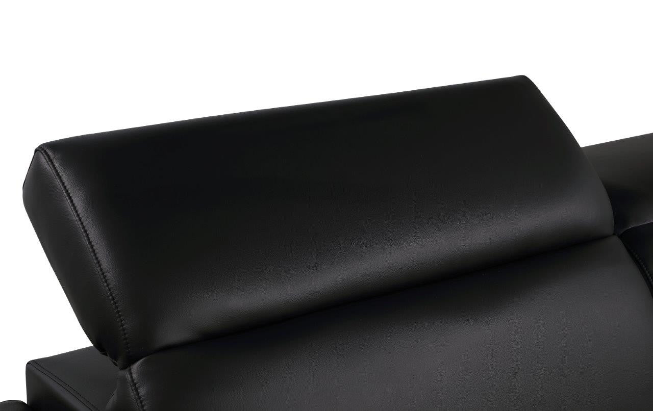 71" Black And Silver Genuine Leather Love Seat