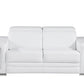 71" White And Silver Genuine Leather Love Seat