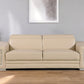 89" Beige Leather Sofa With Silver Legs