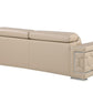 89" Beige Leather Sofa With Silver Legs