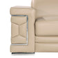 89" Beige Leather Sofa With Silver Legs