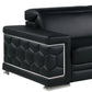 89" Black Leather Sofa With Silver Legs