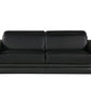 89" Black Leather Sofa With Silver Legs