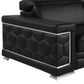 89" Black Leather Sofa With Silver Legs