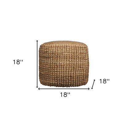 18" Natural Jute Blend Cube Pouf Ottoman